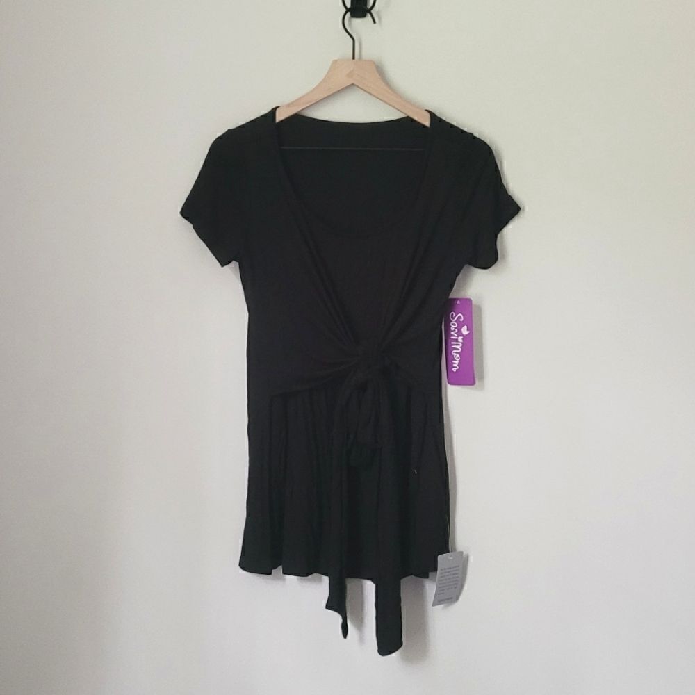 New Savi Mom Wrap Black Maternity Top Size Small NWT